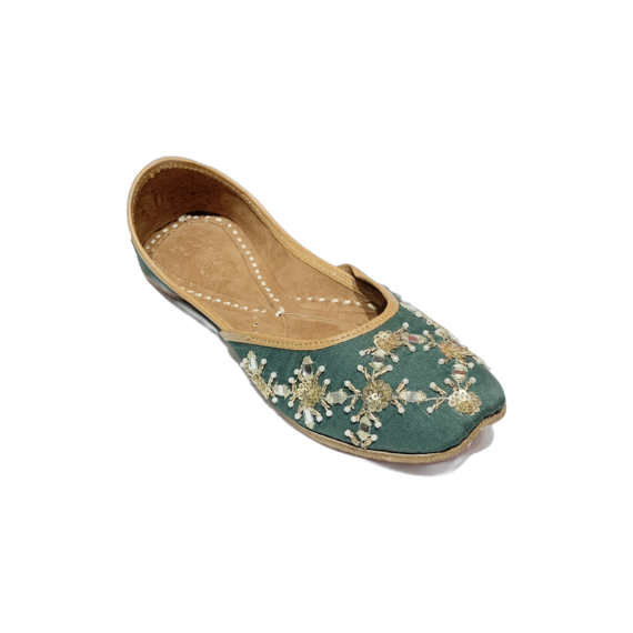 Traditional Indian Women Ladies Embroidered Punjabi Juttis Mojari Ethnic Shoes Handmade Turquoise Jutti Comfort Flat Shoes