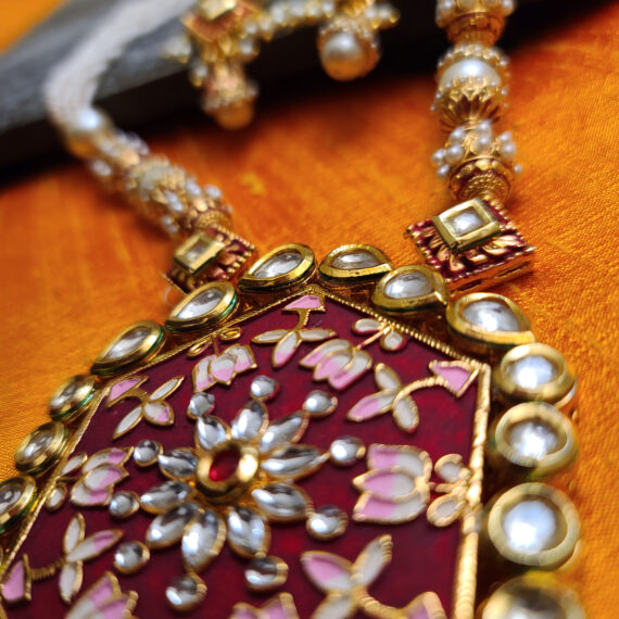 Indian Traditional Bollywood Fashion Kundan Bridal Jewelry Set with Earrings For Women
