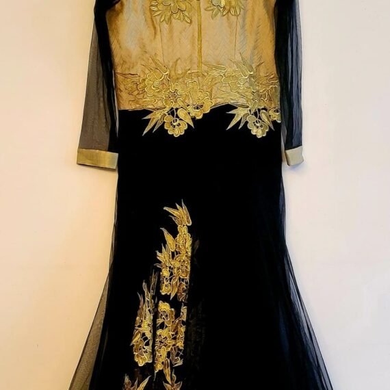 Black Gown Designer Embroidered Punjabi Party Dress Ladies Girls Ethnic Wear Indian Boutique