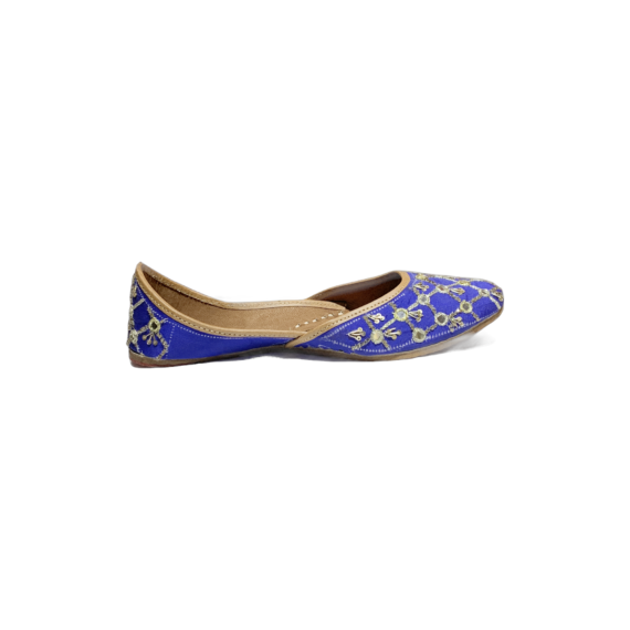 Traditional Indian Punjabi Juttis Women Ladies Mojari Ethnic Shoes Handmade Royal Blue Jutti Comfort Flat Shoes