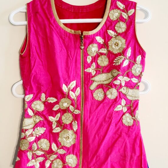 Kids Size Designer Pink & Royal Blue Punjabi Partywear Dress Girls Ethnic Wear