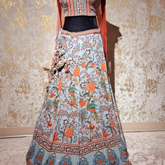 Designer Lehenga Choli Red & Blue Punjabi Party wear Wedding Dresses Ladies Girls Ethnic Wear Indian Boutique