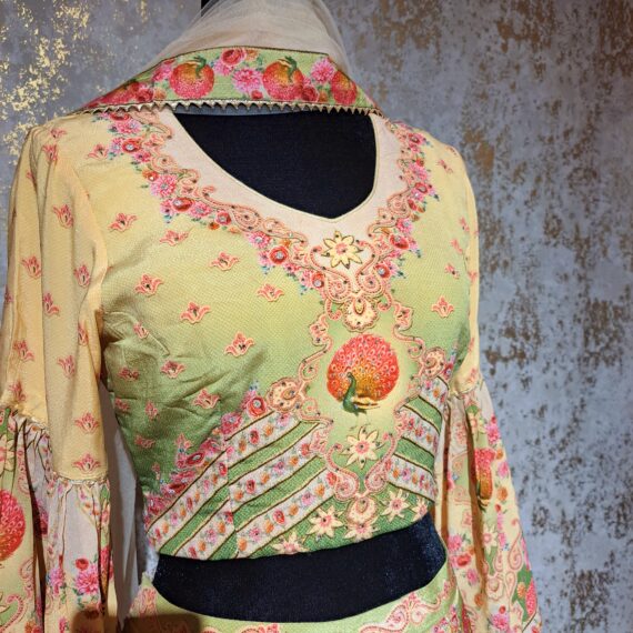 Designer Yellow Green Party wear Stylish Digital Floral Printed Lehenga Choli Ladies Ethnic Wear Dress Indian Boutique