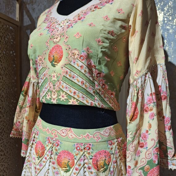 Designer Yellow Green Party wear Stylish Digital Floral Printed Lehenga Choli Ladies Ethnic Wear Dress Indian Boutique