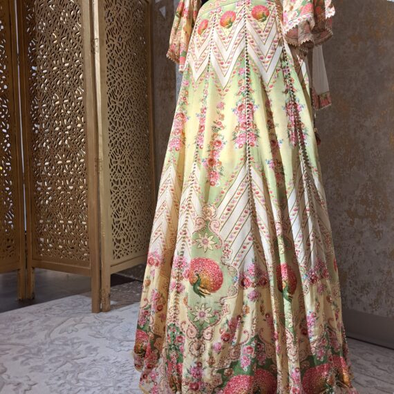 Designer Yellow Green Party wear Stylish Digital Floral Printed Lehenga Choli Ladies Ethnic Wear Dress Indian Boutique