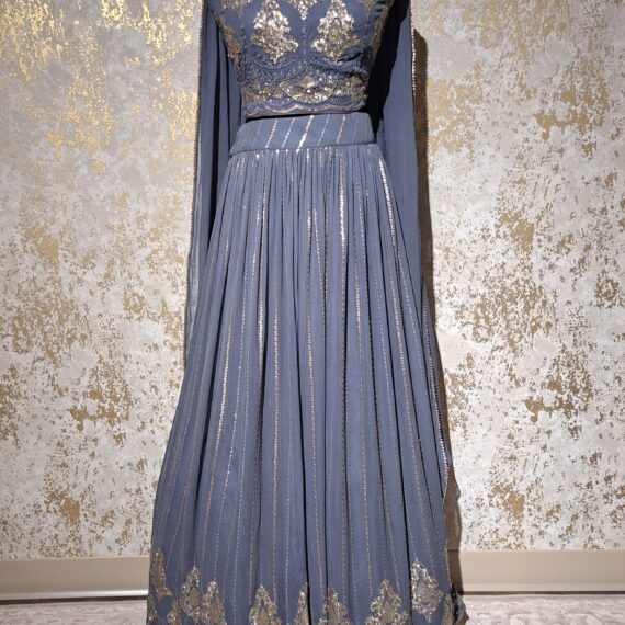 Gray Georgette Designer Lehenga Punjabi Party Weeding Dress Ladies Girls Ethnic Wear Indian Boutique
