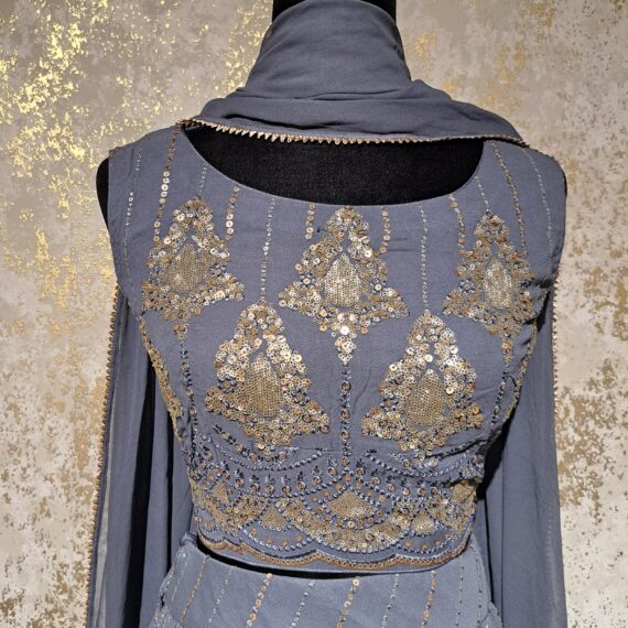 Gray Georgette Designer Lehenga Punjabi Party Weeding Dress Ladies Girls Ethnic Wear Indian Boutique