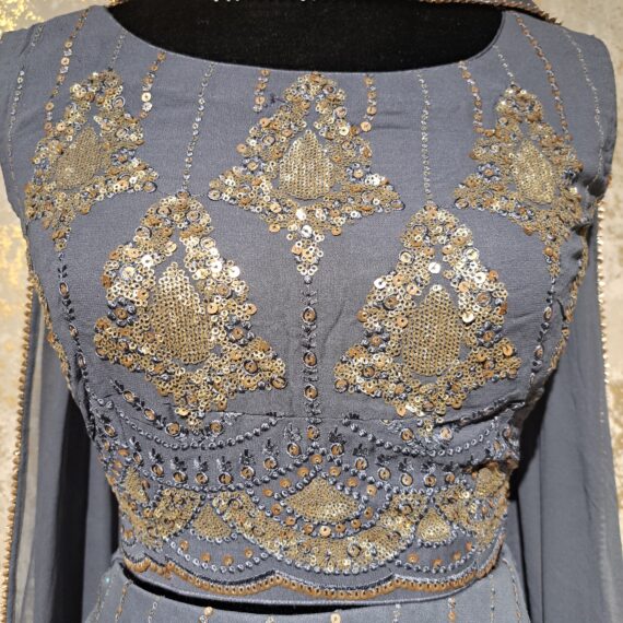 Gray Georgette Designer Lehenga Punjabi Party Weeding Dress Ladies Girls Ethnic Wear Indian Boutique