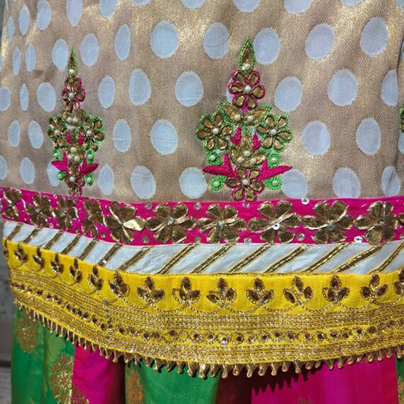 Designer Off White & Pink Green Lehenga With Long Shirt Party wear Dresses Ladies Girls Ethnic Wear Handmade Indian Boutique