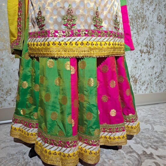 Designer Off White & Pink Green Lehenga With Long Shirt Party wear Dresses Ladies Girls Ethnic Wear Handmade Indian Boutique
