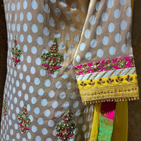 Designer Off White & Pink Green Lehenga With Long Shirt Party wear Dresses Ladies Girls Ethnic Wear Handmade Indian Boutique