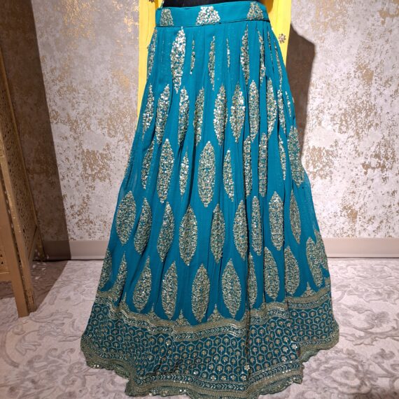 Designer Teal Green & Yellow Embroidered Lehenga Choli Party wear Dresses Ladies Girls Ethnic Wear Handmade Indian Boutique