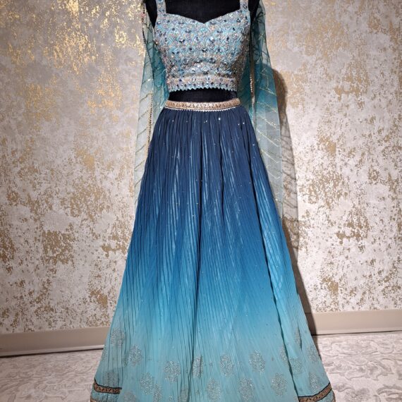 Designer Partywear Heavy Sequence Embroidered Sky Blue Lehenga Choli Ladies Ethnic Wear Dress Indian Boutique