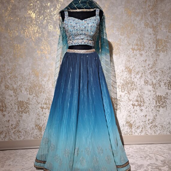 Designer Partywear Heavy Sequence Embroidered Sky Blue Lehenga Choli Ladies Ethnic Wear Dress Indian Boutique