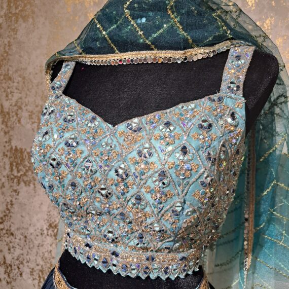 Designer Partywear Heavy Sequence Embroidered Sky Blue Lehenga Choli Ladies Ethnic Wear Dress Indian Boutique