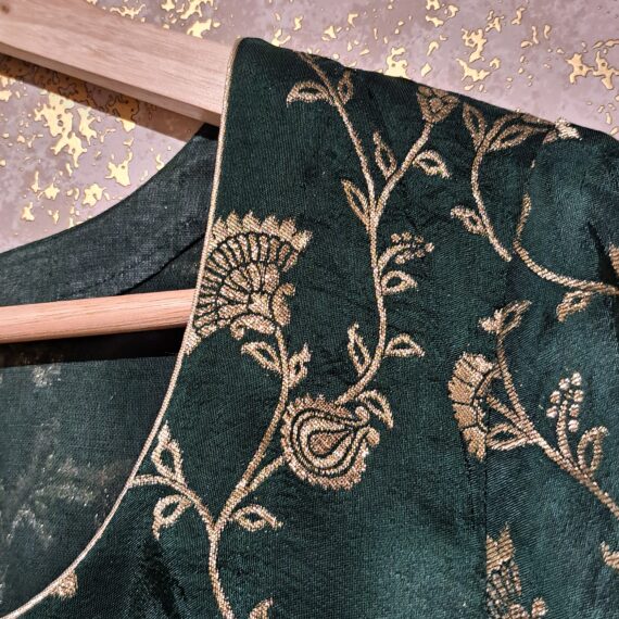 Green Floral Designer Fancy Wedding Party-wear Silk Sharara Salwar Suit With Dupatta