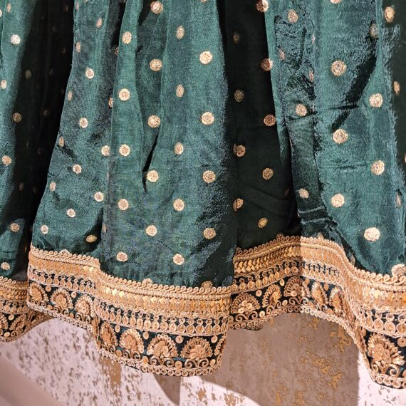 Green Floral Designer Fancy Wedding Party-wear Silk Sharara Salwar Suit With Dupatta