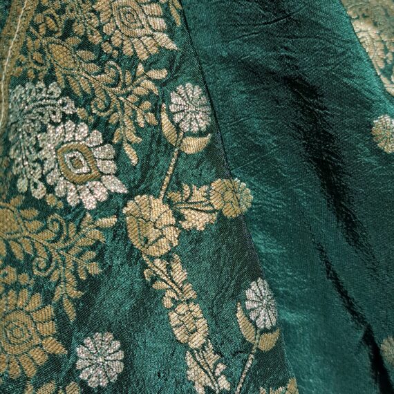 Green Floral Designer Fancy Wedding Party-wear Silk Sharara Salwar Suit With Dupatta