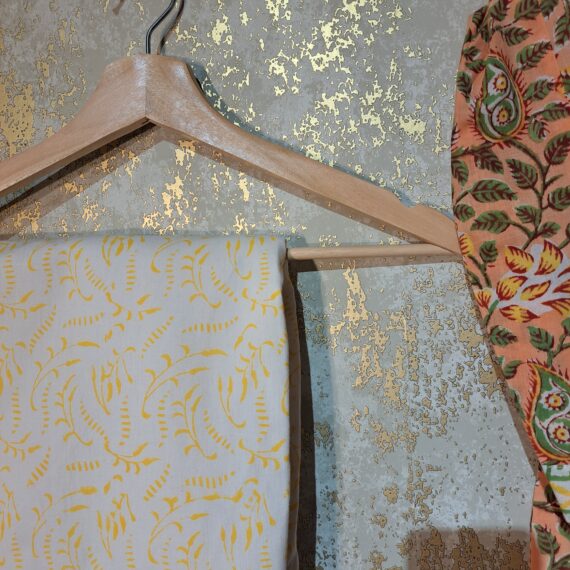 Designer Peach Floral Block Printed Pure Cotton Casual Punjabi Salwar Suit with Dupatta Dresses