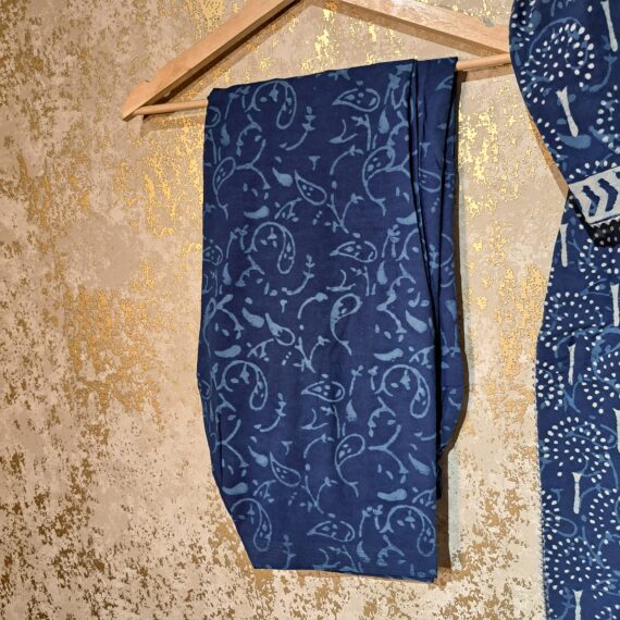 Designer Navy Blue Block Printed Pure Cotton Casual Salwar Suit with Dupatta Dresses
