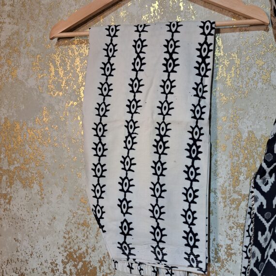 Black Designer Block Printed Pure Cotton Casual Trouser Suit with Dupatta Dresses