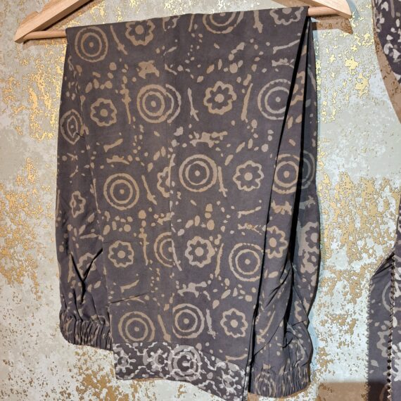 Designer Grey Block Printed Pure Cotton Casual Trouser Punjabi Suit with Dupatta Dresses