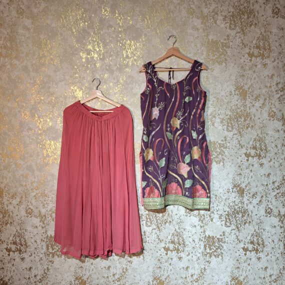 Purple & Peach Designer Palazzo Suit with Dupatta Punjabi Party Wear Dresses Ladies Girls Ethnic Wear Indian Handmade Boutique