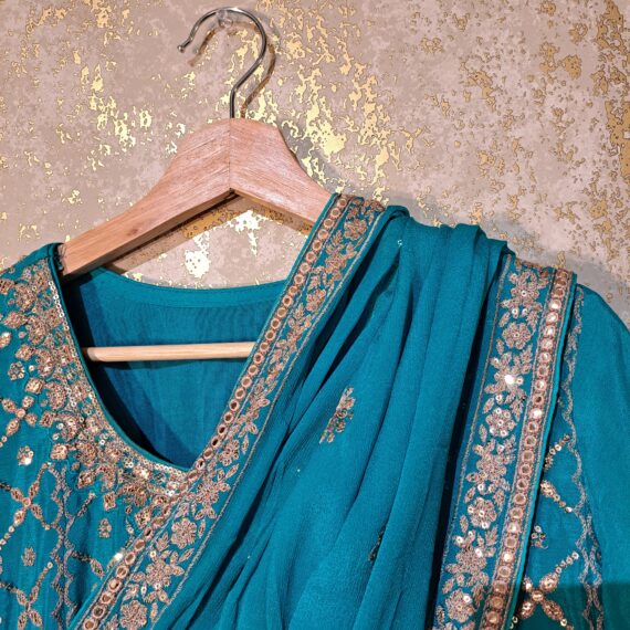 Designer Palazzo Suit with Dupatta Punjabi Party-wear Dresses Ladies Girls Ethnic Wear Indian Handmade Boutique