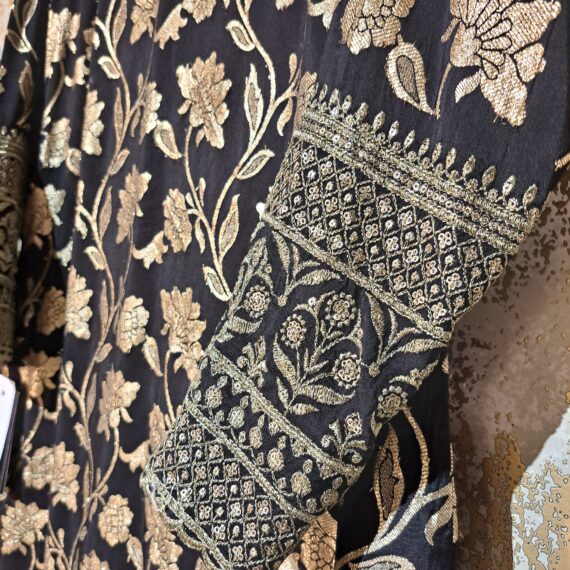 Designer Black Silk Party-wear Trouser Suit with Dupatta Dresses Ladies Girls Ethnic Wear Indian Handmade Boutique