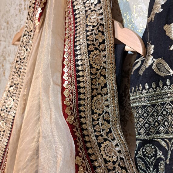 Designer Black Silk Party-wear Trouser Suit with Dupatta Dresses Ladies Girls Ethnic Wear Indian Handmade Boutique