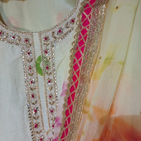 Designer Silk Party-wear Trouser Suit with Dupatta Dresses Ladies Girls Ethnic Wear Indian Handmade Boutique