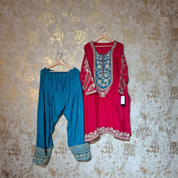 Designer Pink Firozi Salwar Suit With Dupatta Punjabi Party Wear Dresses Ladies Girls Ethnic Wear Indian Handmade Boutique