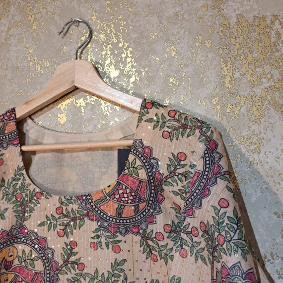 Beige Printed Silk Casual Sharara Suit with Dupatta Dresses