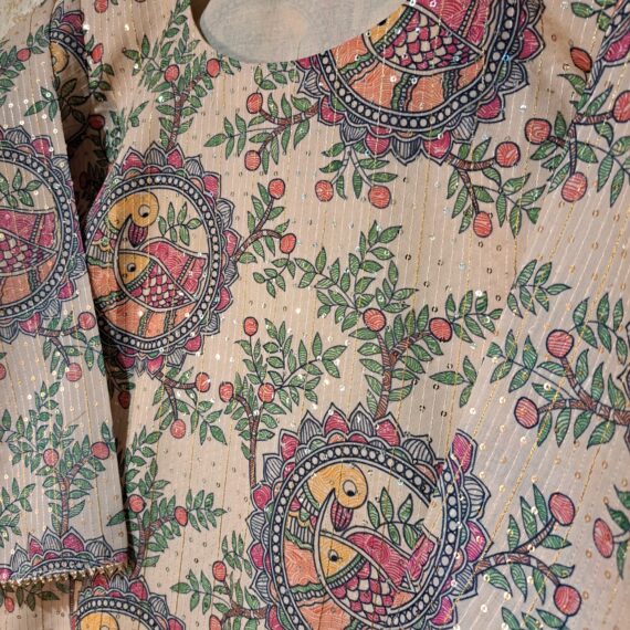 Beige Printed Silk Casual Sharara Suit with Dupatta Dresses