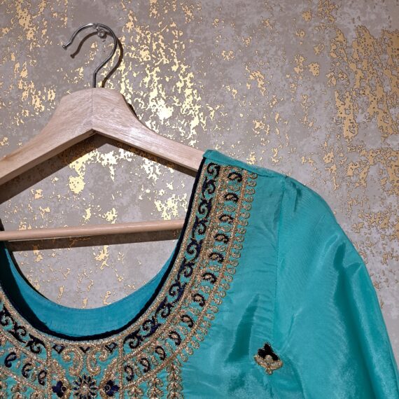Designer Firozi & Navy Blue Party Wear Palazzo Suit With Dupatta Dresses Ladies Girls Ethnic Wear Indian Handmade Boutique