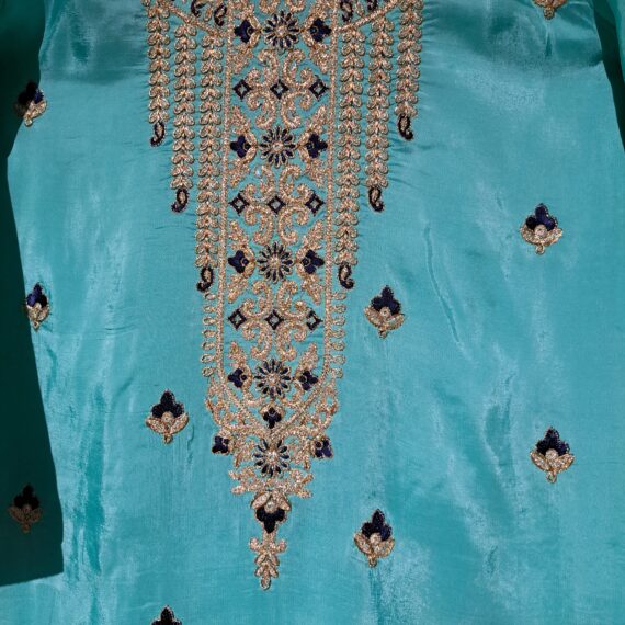 Designer Firozi & Navy Blue Party Wear Palazzo Suit With Dupatta Dresses Ladies Girls Ethnic Wear Indian Handmade Boutique