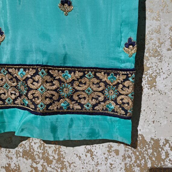Designer Firozi & Navy Blue Party Wear Palazzo Suit With Dupatta Dresses Ladies Girls Ethnic Wear Indian Handmade Boutique