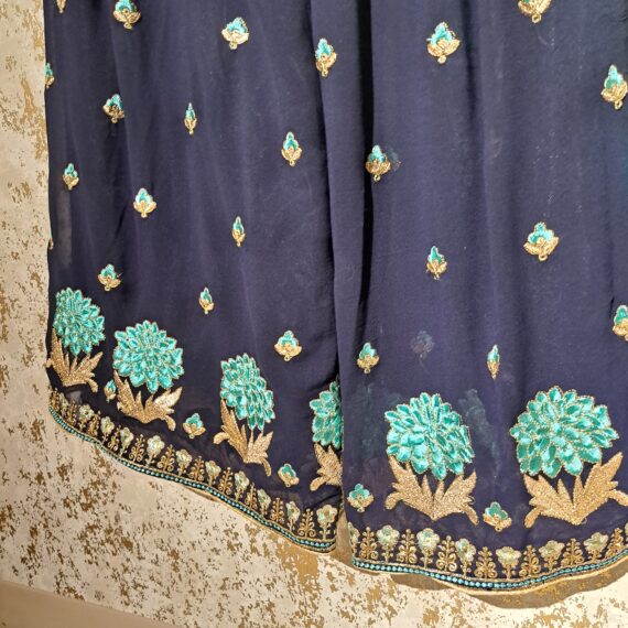 Designer Firozi & Navy Blue Party Wear Palazzo Suit With Dupatta Dresses Ladies Girls Ethnic Wear Indian Handmade Boutique