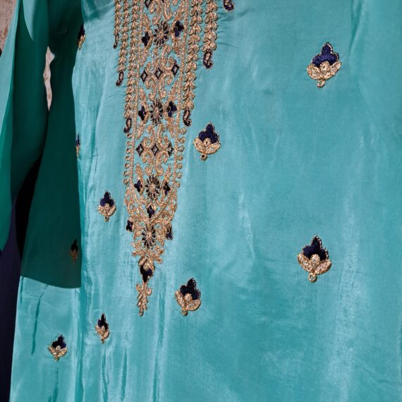 Designer Firozi & Navy Blue Party Wear Palazzo Suit With Dupatta Dresses Ladies Girls Ethnic Wear Indian Handmade Boutique