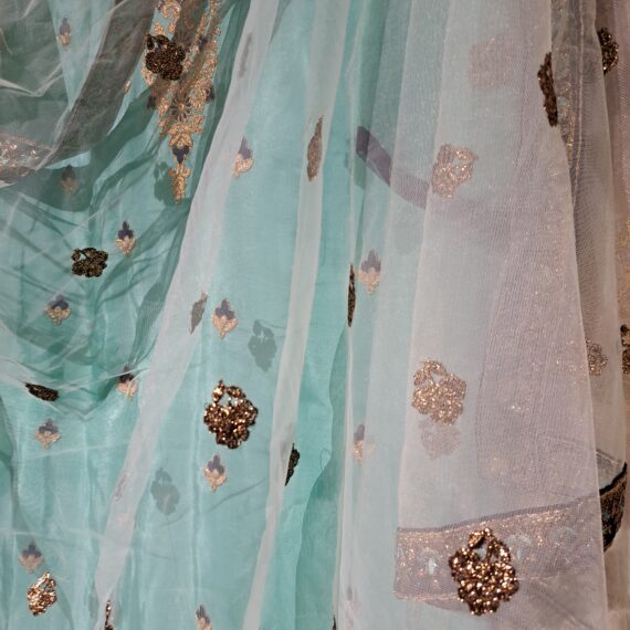 Designer Firozi & Navy Blue Party Wear Palazzo Suit With Dupatta Dresses Ladies Girls Ethnic Wear Indian Handmade Boutique