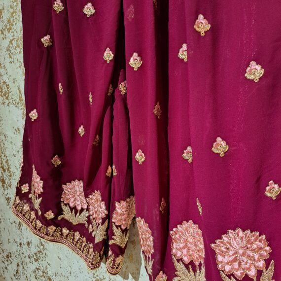 Designer Pink & Wine Party Wear Palazzo Suit With Dupatta Dresses Ladies Girls Ethnic Wear Indian Handmade Boutique
