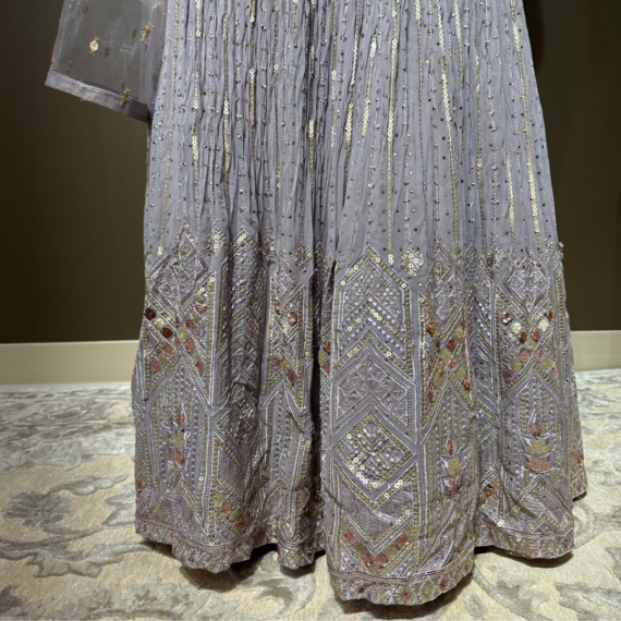 Dusty Lavender Lehenga Set with Sequin Work and Mirror Handwork Blouse