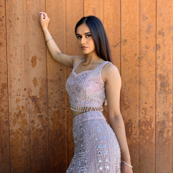 Pearl & Mirror work heavy handwork formal lehenga set in kali-design with intricate work and tassel finishes