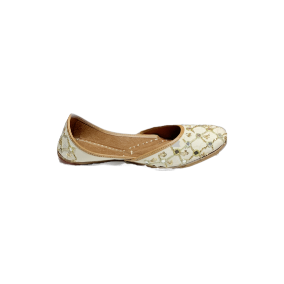 Pallavi Traditional Indian Punjabi Juttis Women Ladies Mojari Ethnic Shoes Handmade White Jutti Comfort Flat Shoes