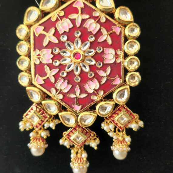Indian Traditional Bollywood Fashion Kundan Bridal Jewelry Set with Earrings For Women