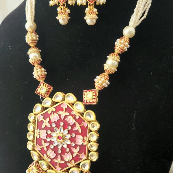 Indian Traditional Bollywood Fashion Kundan Bridal Jewelry Set with Earrings For Women
