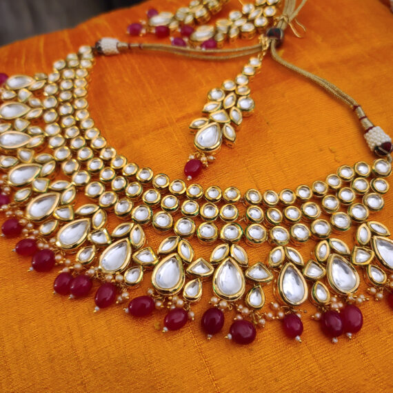 Indian Traditional Bollywood Fashion Kundan Bridal Jewelry Set with Earrings for Women95