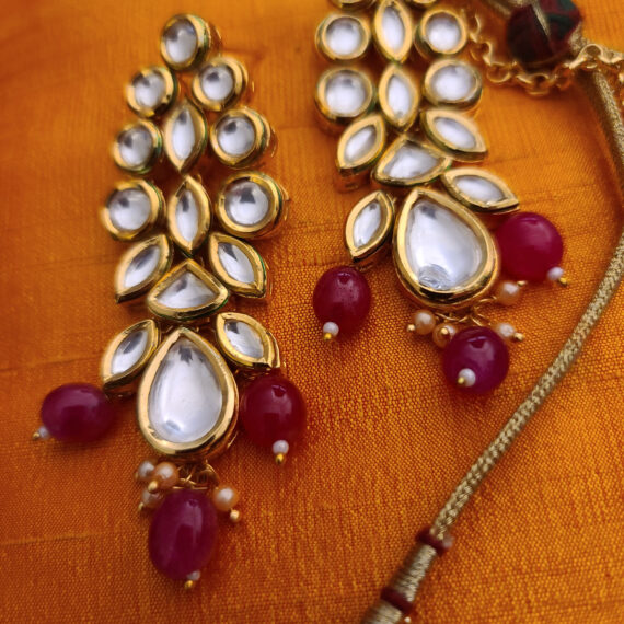 Indian Traditional Bollywood Fashion Kundan Bridal Jewelry Set with Earrings for Women95