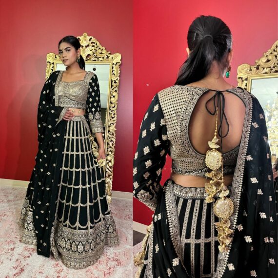 Bottle Green Lehenga with Gold Finishes - Perfect for Mehendi or Sangeet