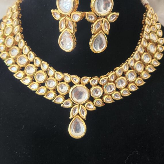 Indian Traditional Bollywood Fashion Kundan Bridal Jewelry Set with Earrings for Women
